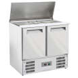 Diverso By Diamond  Horeca Saladette | 2 Deuren 1/1 GN | Boven 2x 1/1 GN + 3x 1/6 GN | Statisch | Ventilator | Klapdeksel | Snijblad | 900x700x850mm