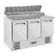 Diverso By Diamond Horeca Saladette | 3 Deuren 1/1 GN | Boven 8x 1/6 GN | Statisch | Ventilator | Klapdeksel | 1365x700x850mm