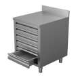 Pizzawerktafel | RVS | 6 Deegladen (en600x400) | Achter Rand | 500x700x850(h)mm