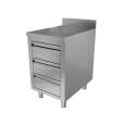 Werktafel | RVS | 3 Laden | Achter Rand | 500x700x850(h)mm