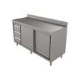 Unninox Werktafel | RVS | Schuifdeuren + Laden (links) | Achter Rand | 1800x700x850/900mm