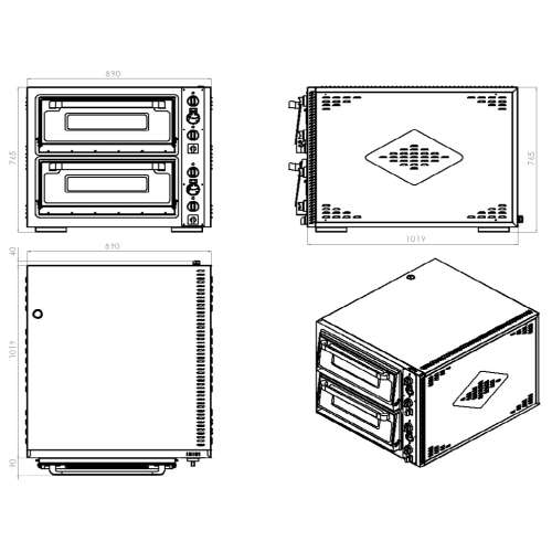 Combisteel Pizzaoven | 2x 6 Pizza's ø300mm | 400v | 890x1100x760mm