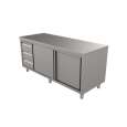 Unninox Werktafel | RVS | Schuifdeuren + Laden Links | 1200x600x850/900mm