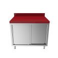 Unninox Snijwerktafel | RVS/polyethyleen | Schuifdeuren | Achter Rand | 1500x700x850/900mm