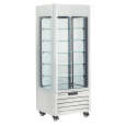 Diamond Chocoladevitrine | 440L | Wit | Geforceerd | 6 Niveaus | Wielen | 700x650x1900mm