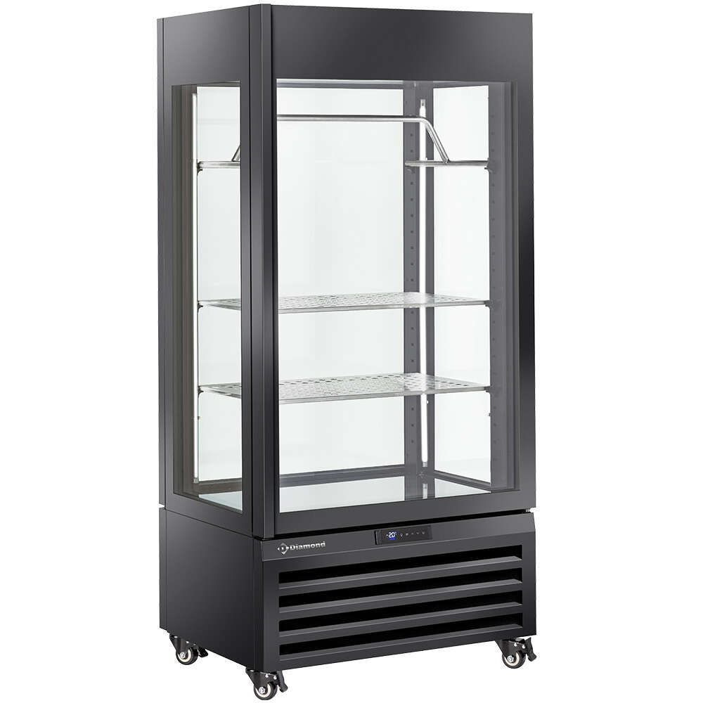 Diamond Vleesvitrine | 600L | Zwart | -2°C/+10°C | Geforceerd | 4 Niveaus | Wielen | 900x650x1900mm