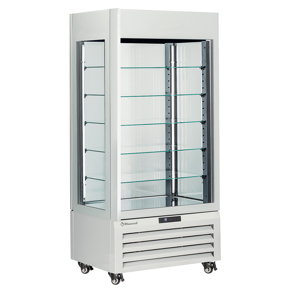 Diamond Chocoladevitrine | 600L | Wit | Geforceerd | 6 Niveaus | Wielen | 900x650x1900mm