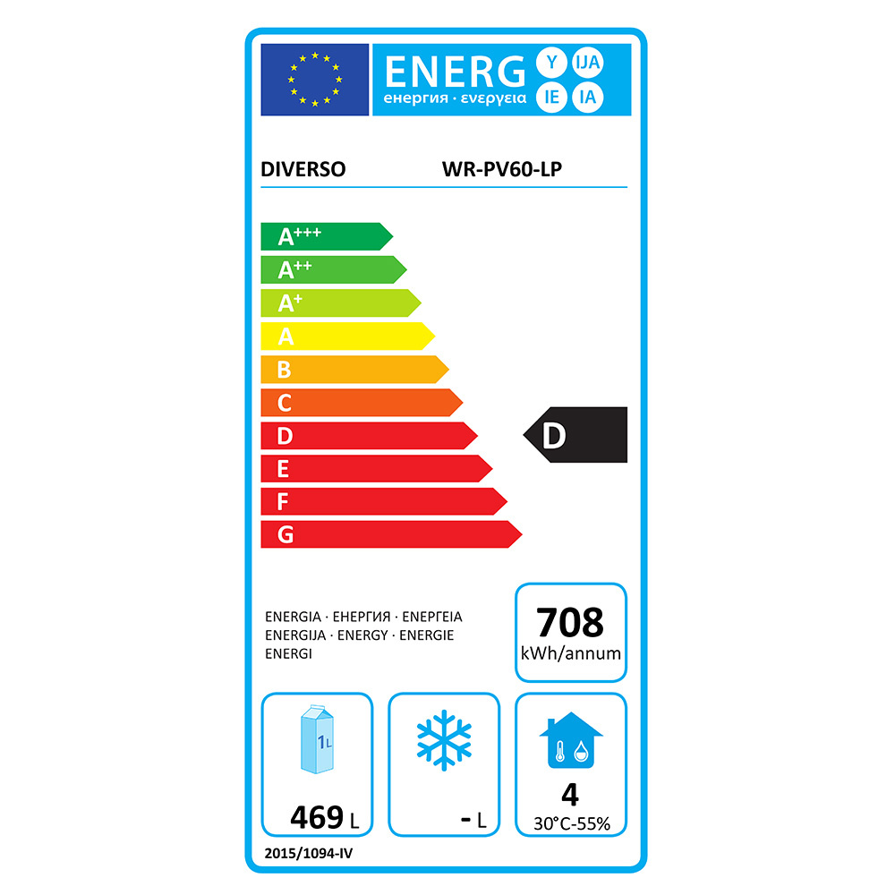 Diverso by Diamond Koelkast | 600L 2/1 GN | Wit | +2°C/+10°C | Statisch + Ventilator | Wielen | 780x730x1890mm - Afbeelding 2