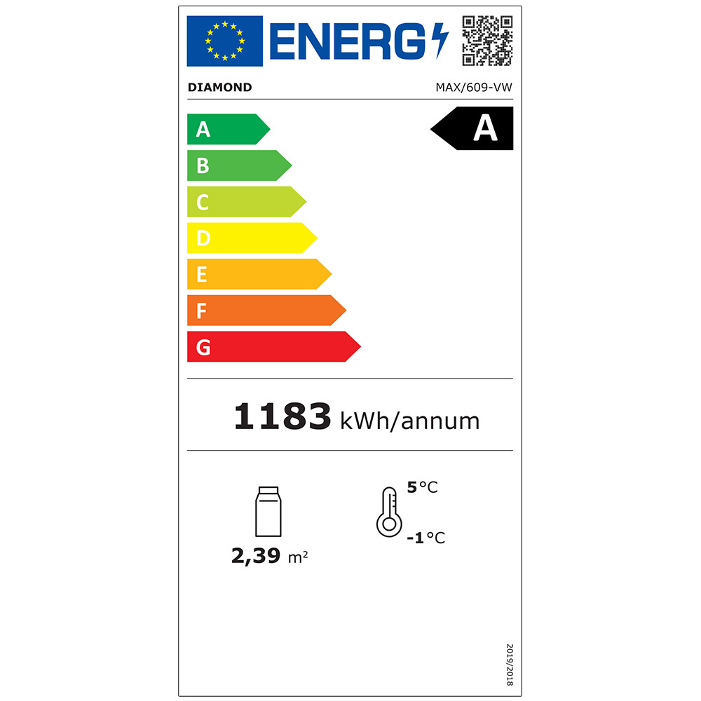 Diamond Wijnkoelvitrine | EXALTA | Energiezuinig | 600L (120x 75cl) | Wit | 1 Zone | 0°C/+10°C | Geforceerd | Wielen | 900x650x1900mm - Afbeelding 2