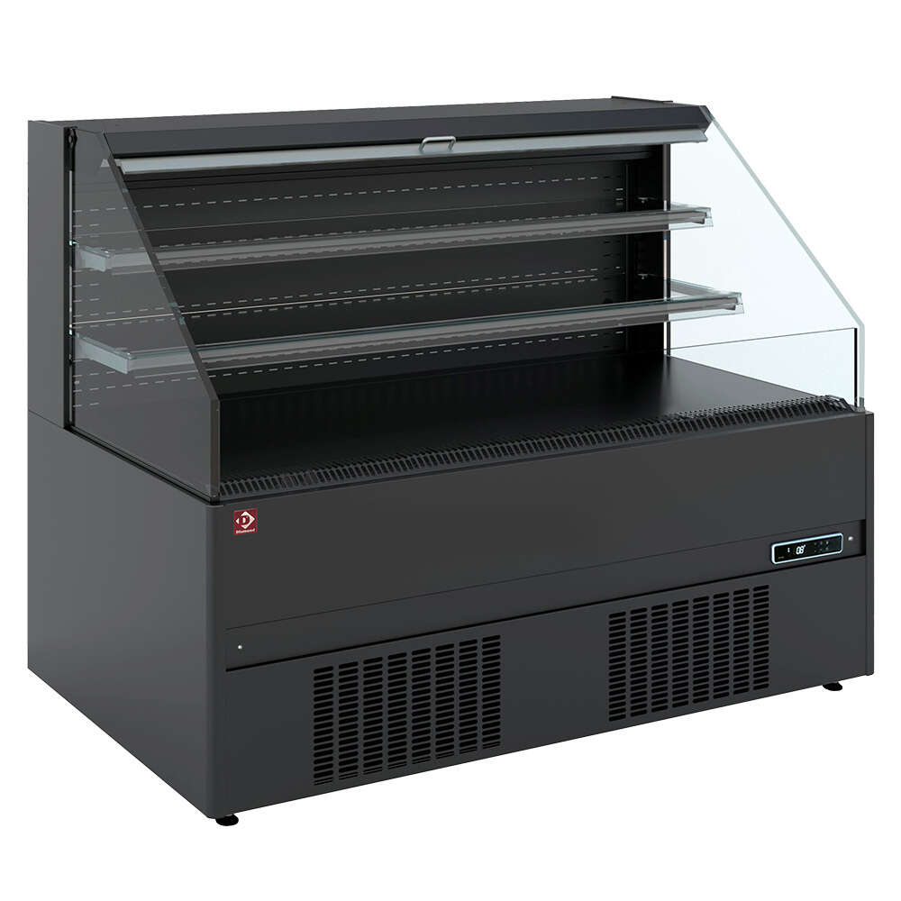 Diamond Wandkoeling | BOLOGNA LINE | Zwart | +1°C/+7°C | Statisch + Ventilator | Open | Intern Nachtgordijn | 1515x902x1150mm