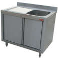 Diamond Spoeltafel | 1 Kuip 600x500x275mm | Links Druipvlak | Kast met 2 Schuifdeuren | 1400x700x880/900mm