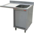 Diamond Spoeltafel | 1 Kuip | Links Druipvlak | Kast met 1 Draaideur + Vaatwasruimte Links | 1400x700x880/900mm
