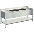 Diamond Spoeltafel | 2 Kuipen 600x500x325mm + 1 Druipvlak | 2000x700x880/900mm