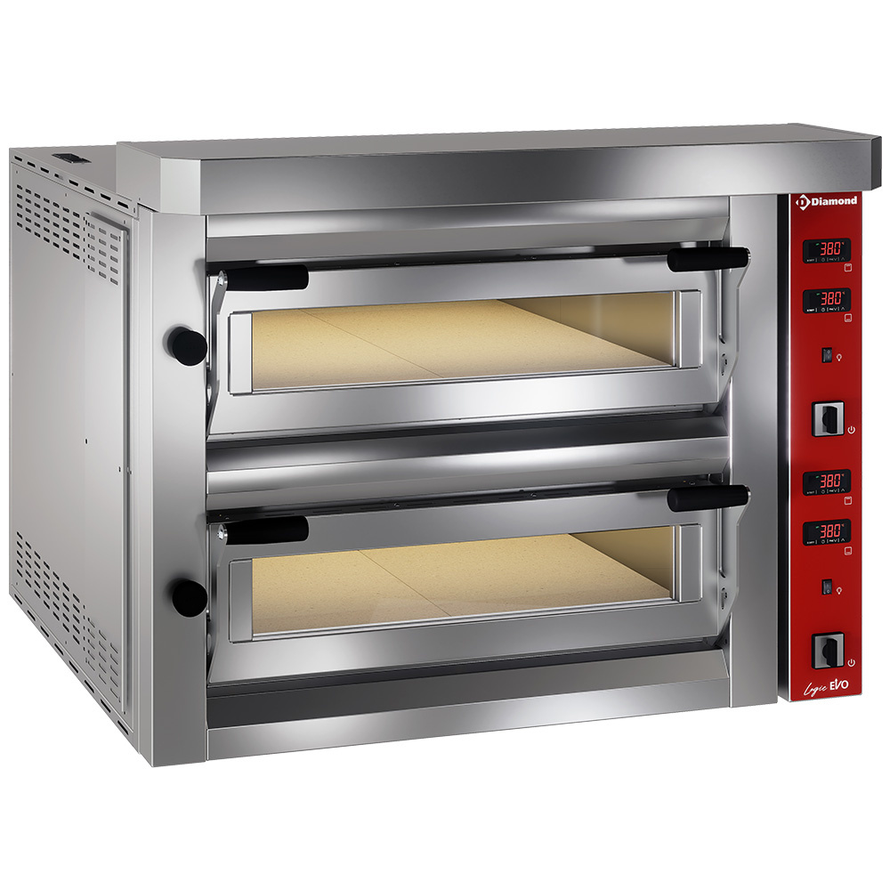 Diamond Pizza Oven | 2x 4 Pizza's Ø350mm | ≤400°C | 400V | Stapelbaar | 1060x890x730mm