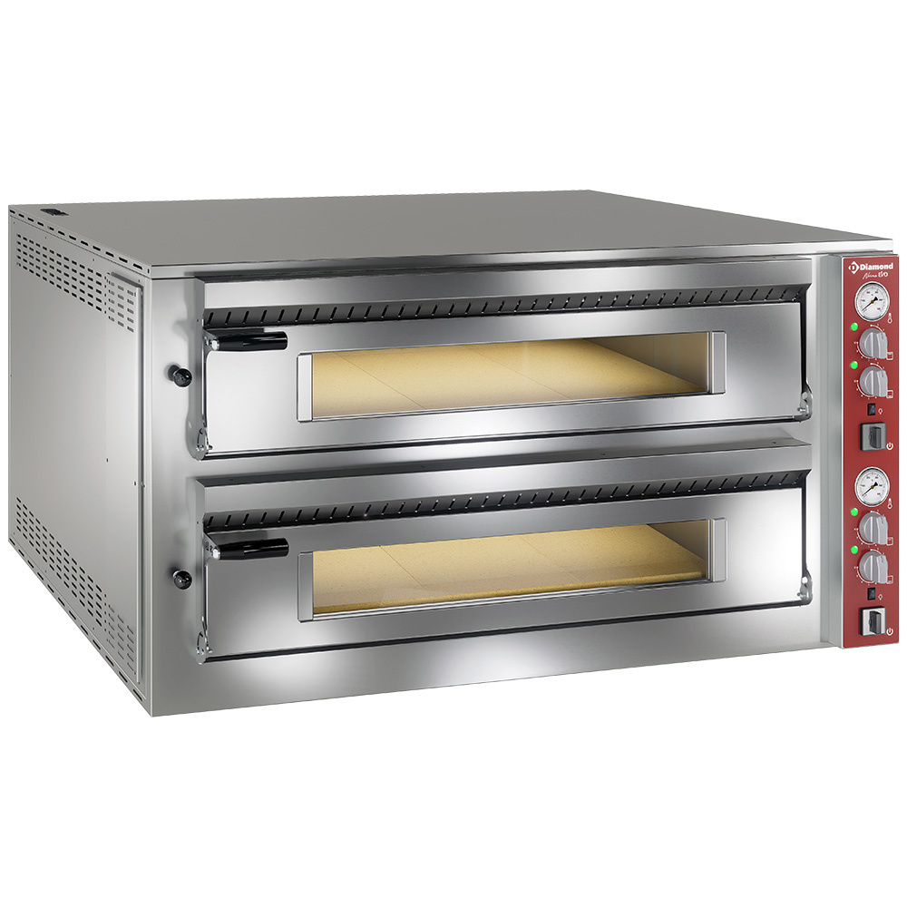 Diamond Pizzaoven | 2x 9 Pizza's Ø350mm | 50°C/450°C | 400V | Stapelbaar | 1390x1225x730mm