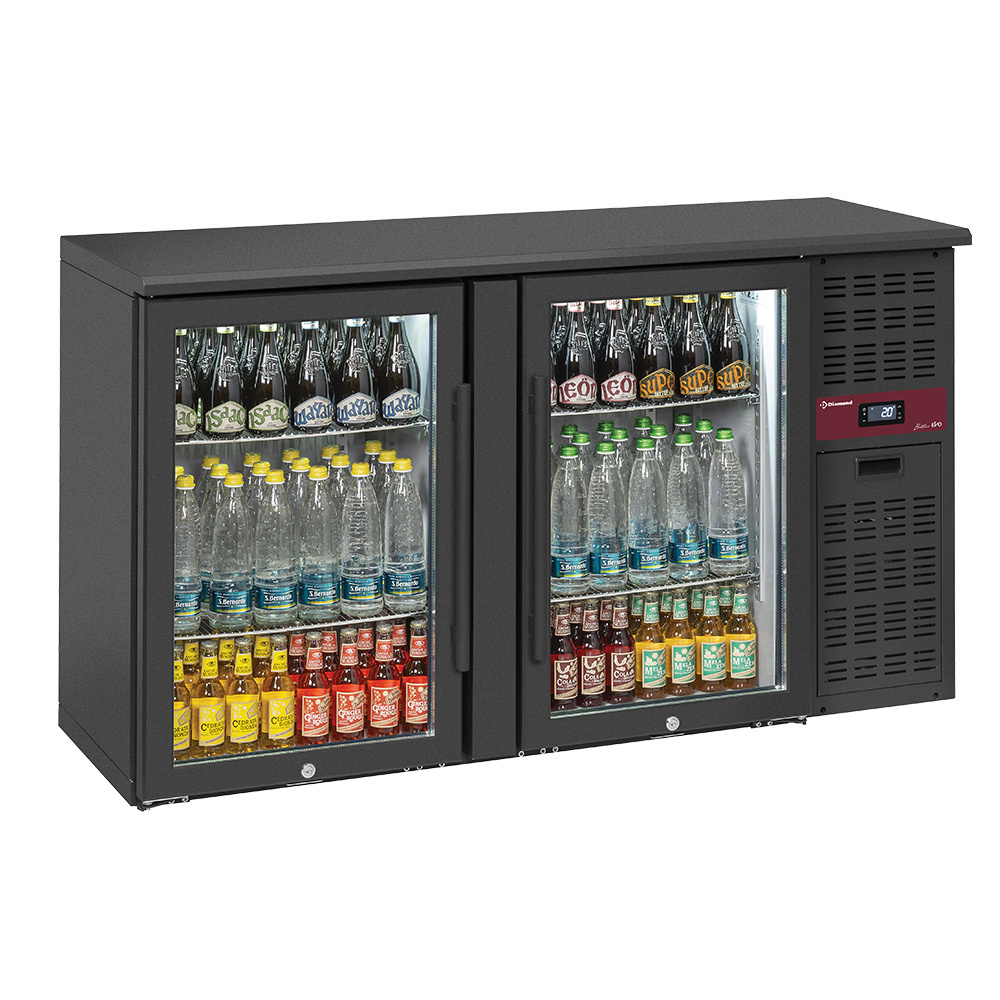 Diamond Barkoelkast | BOTTLES EVO | 320L | Zwart | +2°C/+8°C | Statisch + Ventilator | Draaideuren | 1460x535x860mm