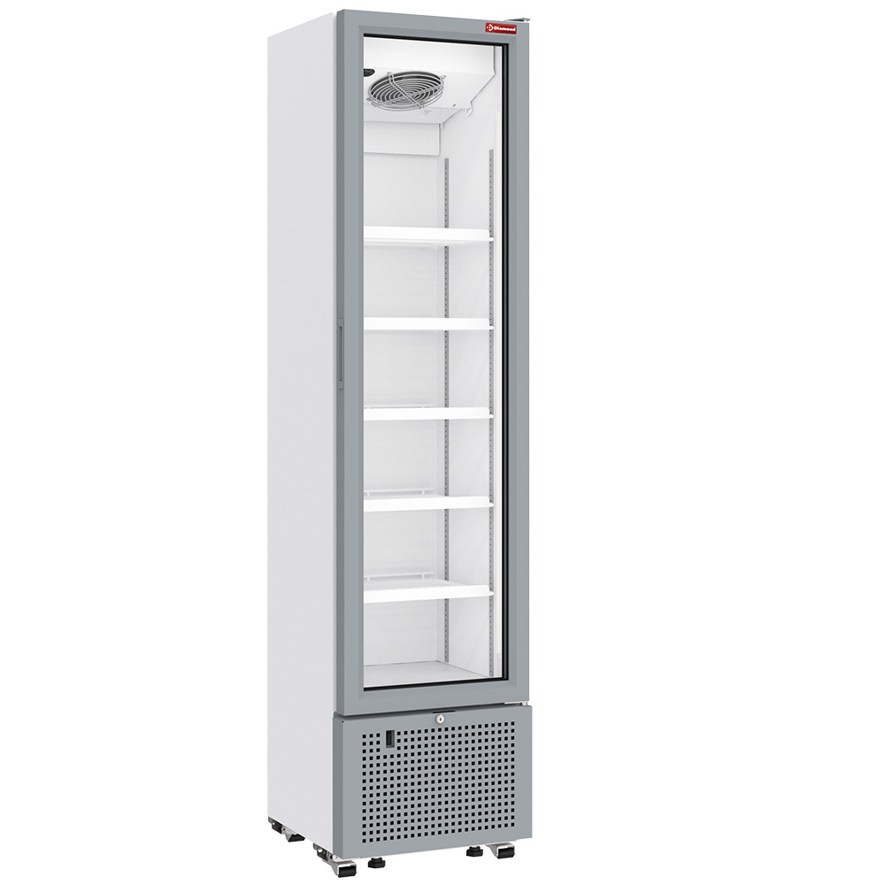 Diamond Koelkast | Smal Model | 221L | Wit/Grijs | +1°C/+9°C | Statisch + Ventilator | Wielen | 450x497x1881mm