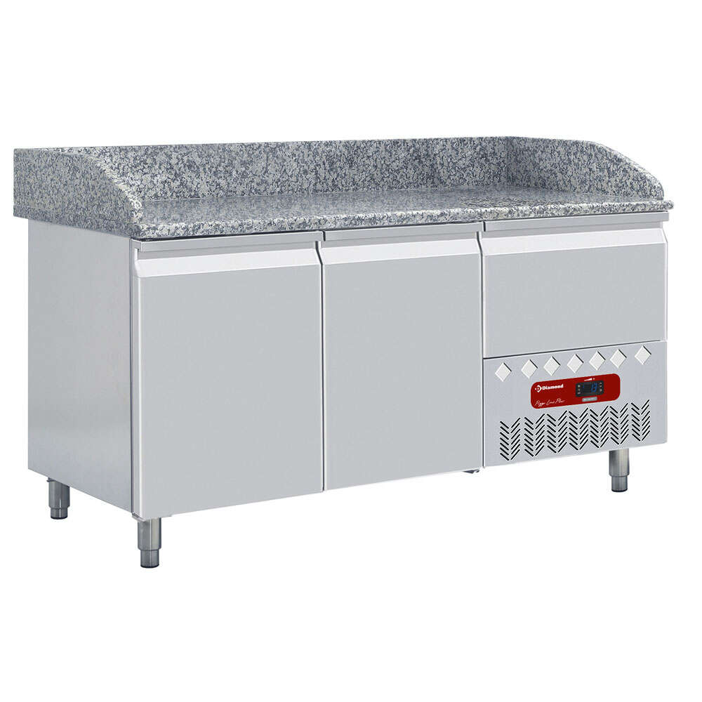 Diamond Pizzawerkbank | 270L | 2 Deuren + 1 Lade EN600x400 | -2°C/+8°C | Statisch/Geventileerd | 1610x800x856/1100mm
