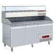 Diamond Pizzawerkbank + Opzetkoelvitrine | 270L | 2 Deuren + 1 Lade EN600x400 | Boven 6x 1/3 GN | -2°C/+8°C | Statisch/Geventileerd | 1610x800x856/1485mm