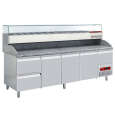 Diamond Pizzawerkbank + Opzetkoelvitrine | 564L | 3 Deuren + 3 Laden | Boven 11x 1/3 GN + 1x 1/9 GN | -2°C/+8°C | Statisch/Geventileerd | 2560x800x856/1485mm