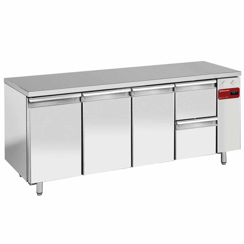 Diamond Koelwerkbank | 3 Deuren + 2 Laden | -2°/+8° | Voor Remote Unit | Geventileerd | 2040x700x880/900mm