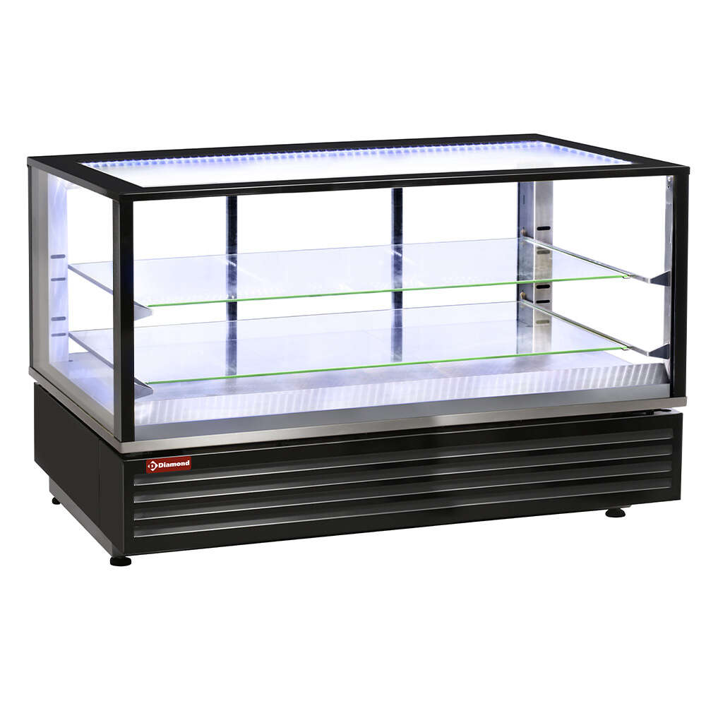 Diamond Warmtevitrine | Panoramisch | Zwart | Geventileerd | 2 Niveaus | 1185x675x720mm