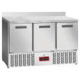 Diamond Koelwerkbank | COMPACT LINE EVO | 239L | 3 Deuren | Statisch + Ventilator | Achter Rand | Werkblad Afneembaar | Wielen | 1365x700x880/980mm