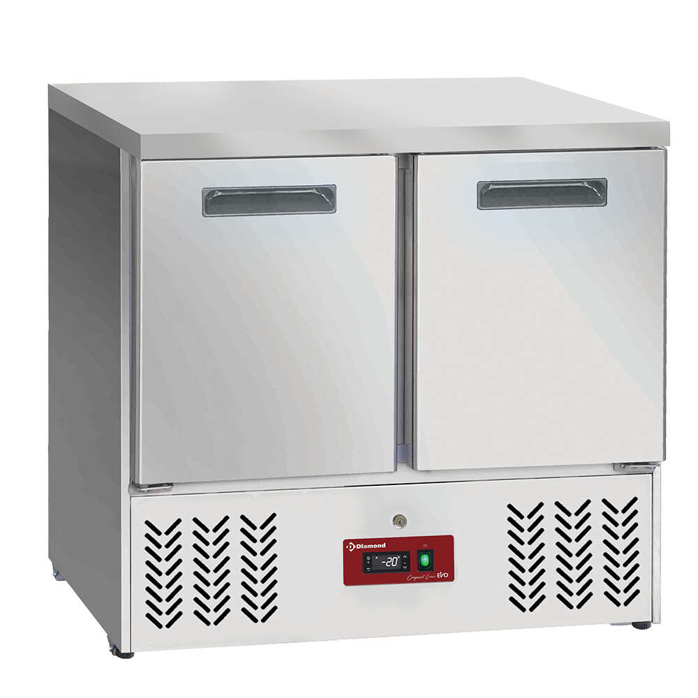 Diamond Vrieswerkbank | COMPACT LINE EVO | 220L | 2 Deuren | -10°C/-18°C | Statisch + Ventilator | Werkblad Afneembaar | Wielen | 900x700x880mm