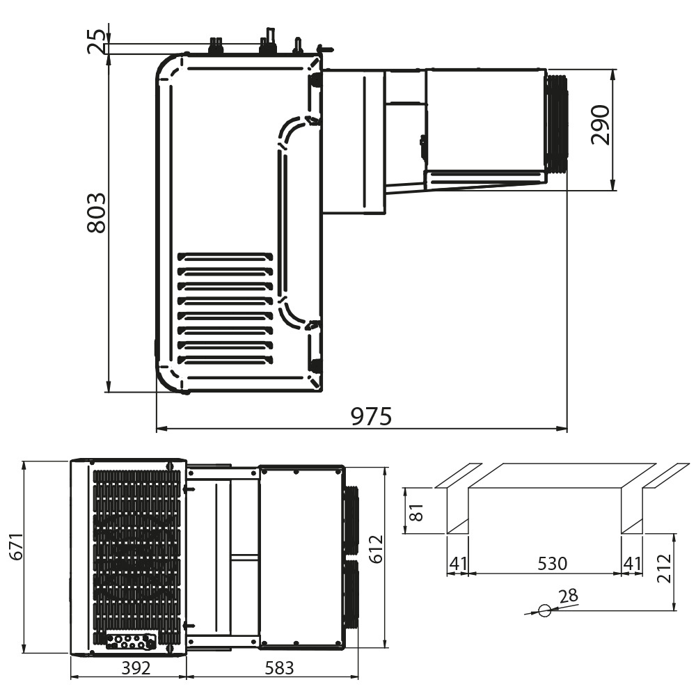 Diamond Hang-/Wandunit Vries | 18.1m³ | -25°C/-15°C | 1.3kW | 400V | 670x975x828mm - Afbeelding 2