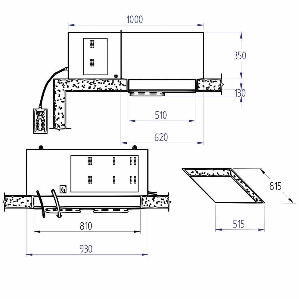 Diamond Plafondunit | 11.9-21.1m³ | -5°C/+5°C | 0.9kW | 230V | 1000x930x350/480mm - Afbeelding 2