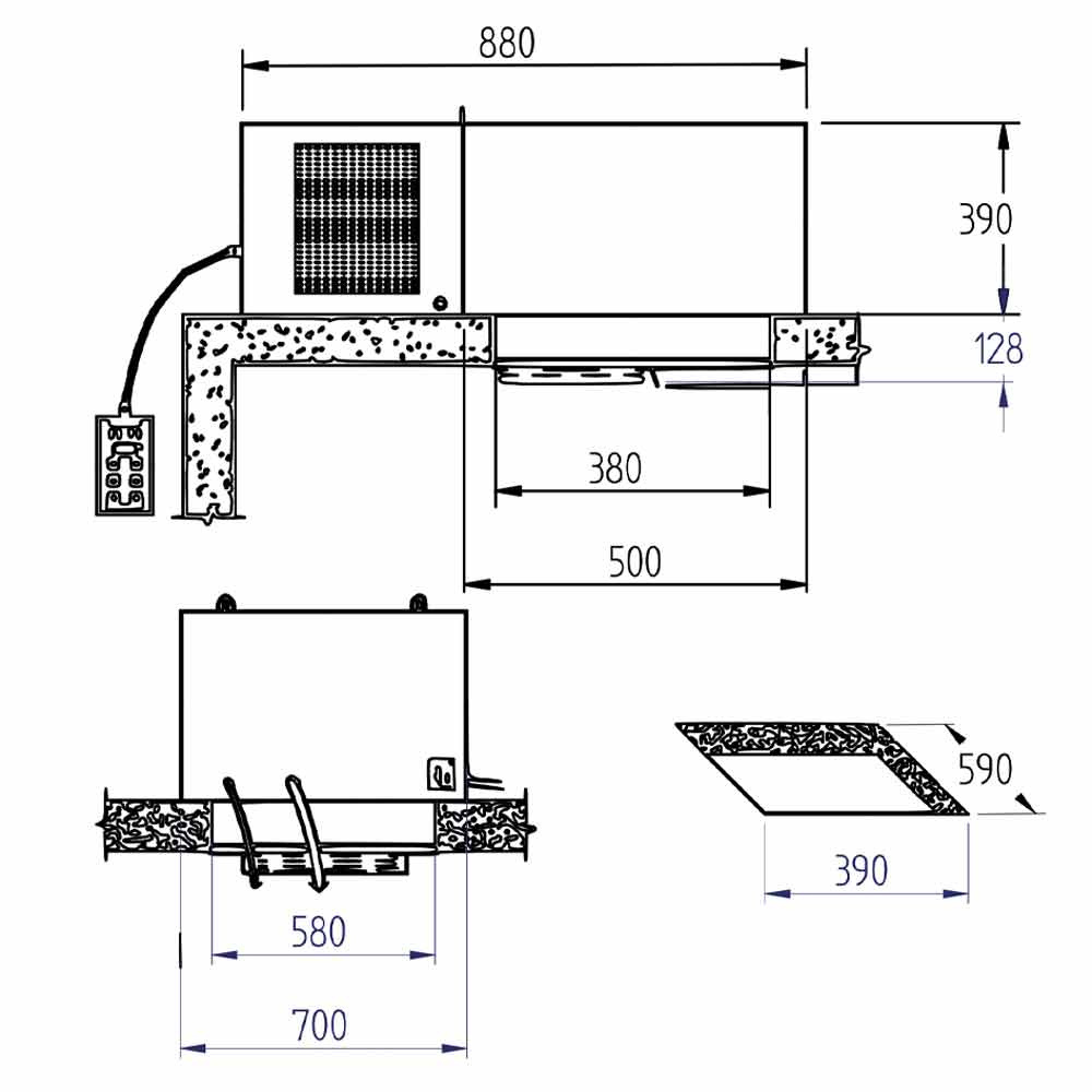 Diamond Plafondunit | 8.1-15.8m³ | -5°C/+5°C | 0.69kW | 230V | 880x700x390/520mm - Afbeelding 2