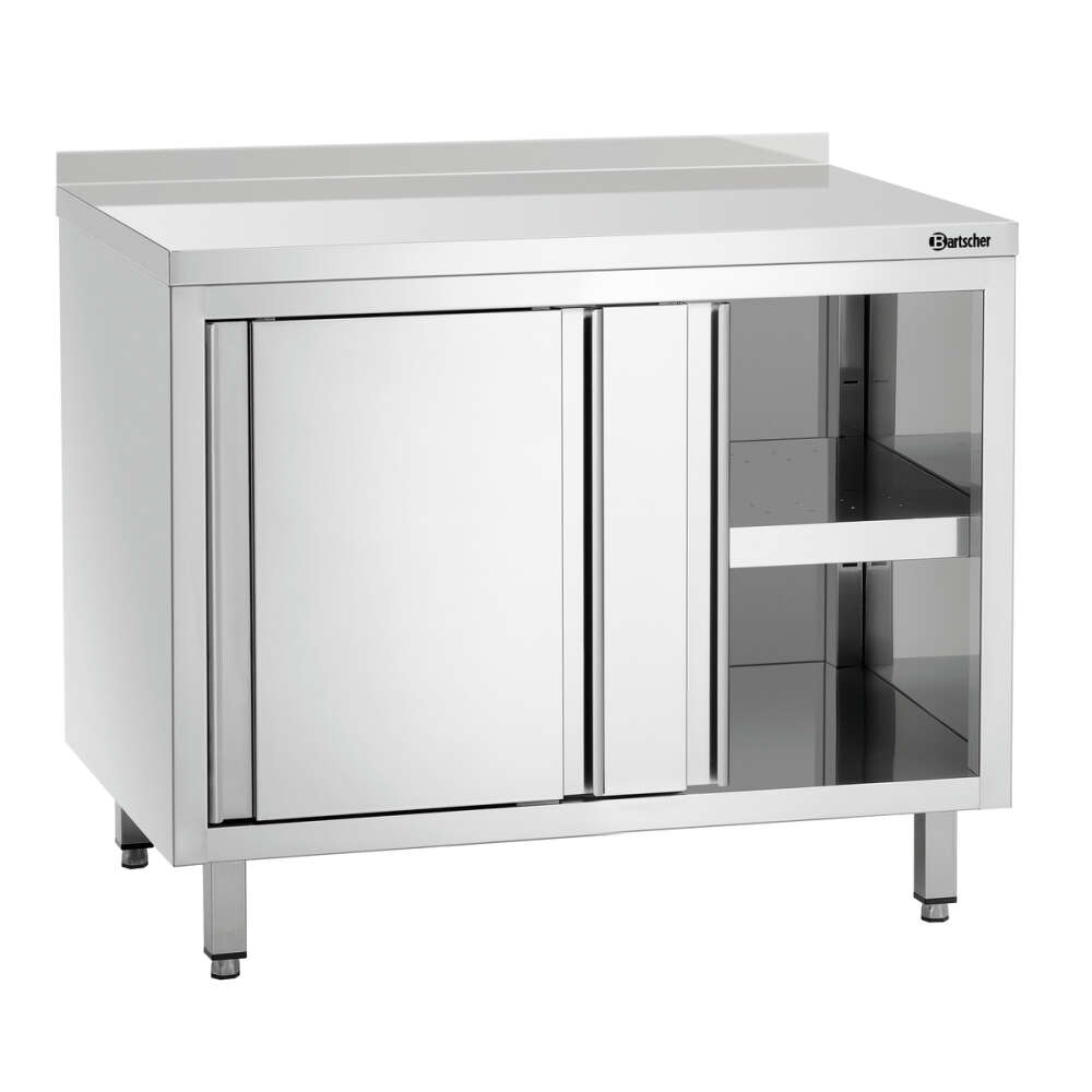 Bartscher Werkkast B1000 | RVS | Schuifdeuren | Tussenschap | Opstaande rand | 1000x700x850mm
