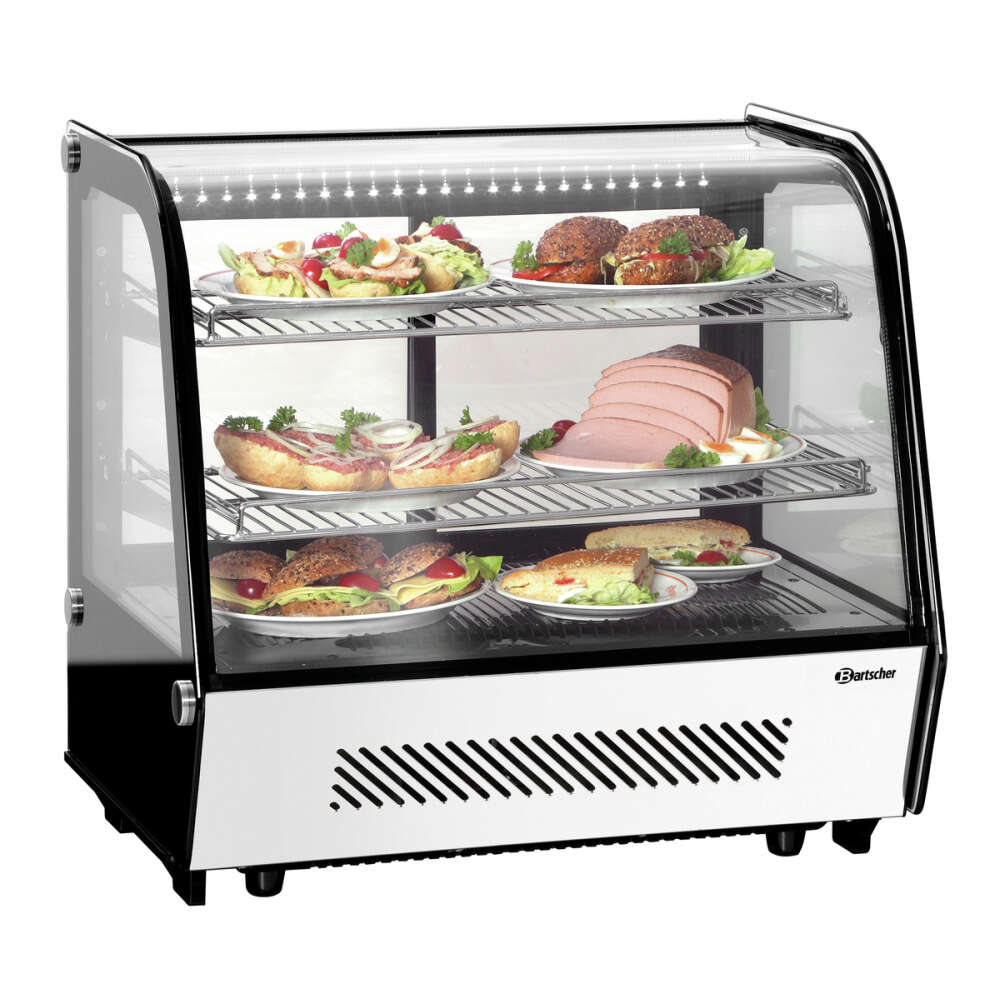 Bartscher Koelvitrine | 120L | Zwart/RVS | +2°C tot +12°C | 3 Schappen | Achterdeuren | 710x575x685mm