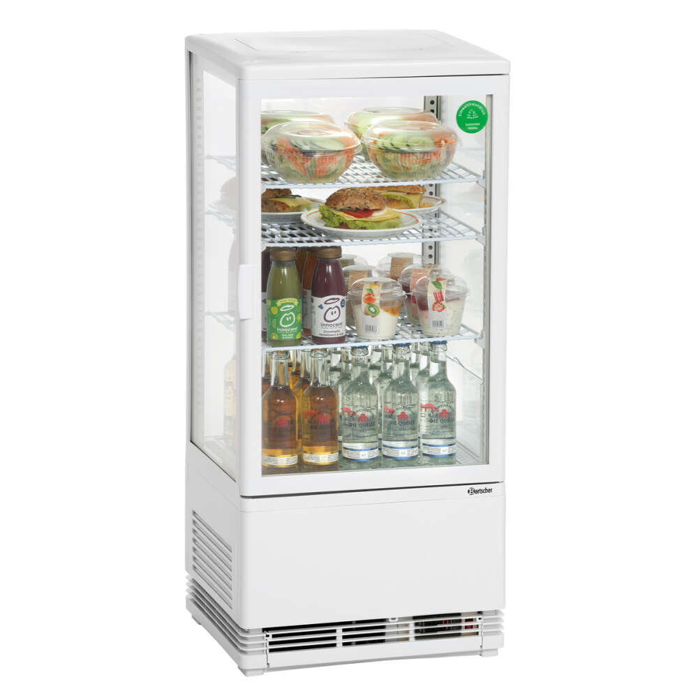 Bartscher Mini-koelvitrine 78L | Wit | 3 roosters | LED-verlichting | 435x385x960mm