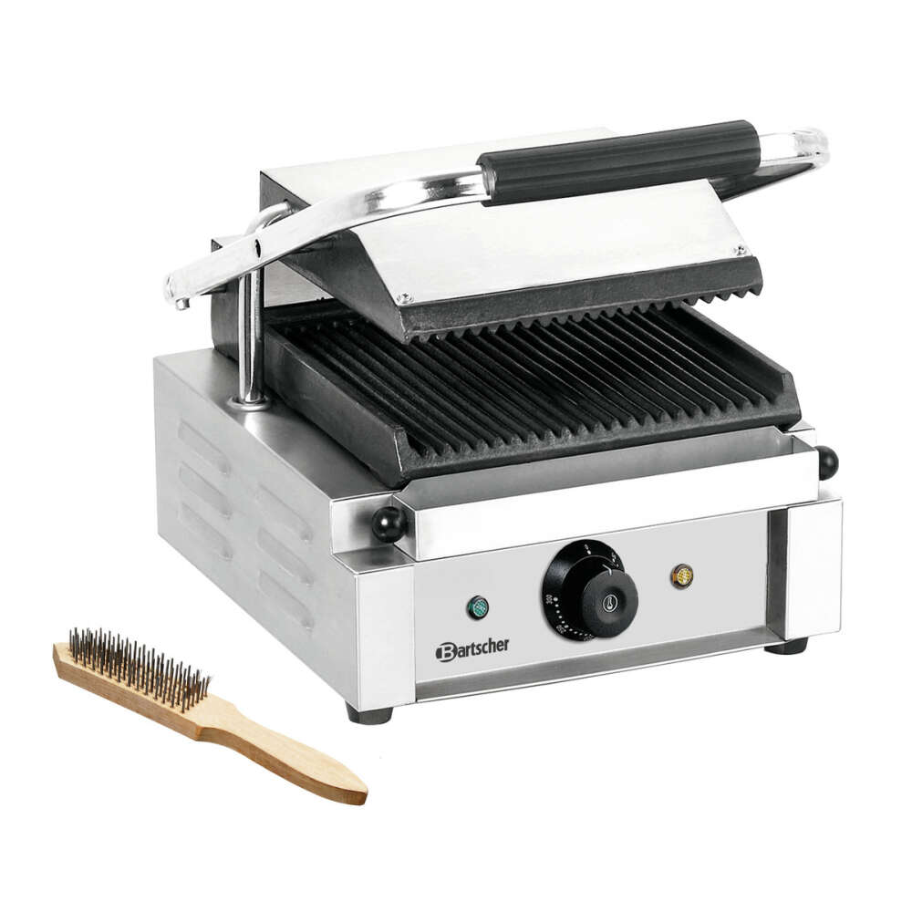 Bartscher Contactgrill 1800 1R | Geribbeld | Grillplaten Gietijzer/Geëmailleerd | 290x395x210mm
