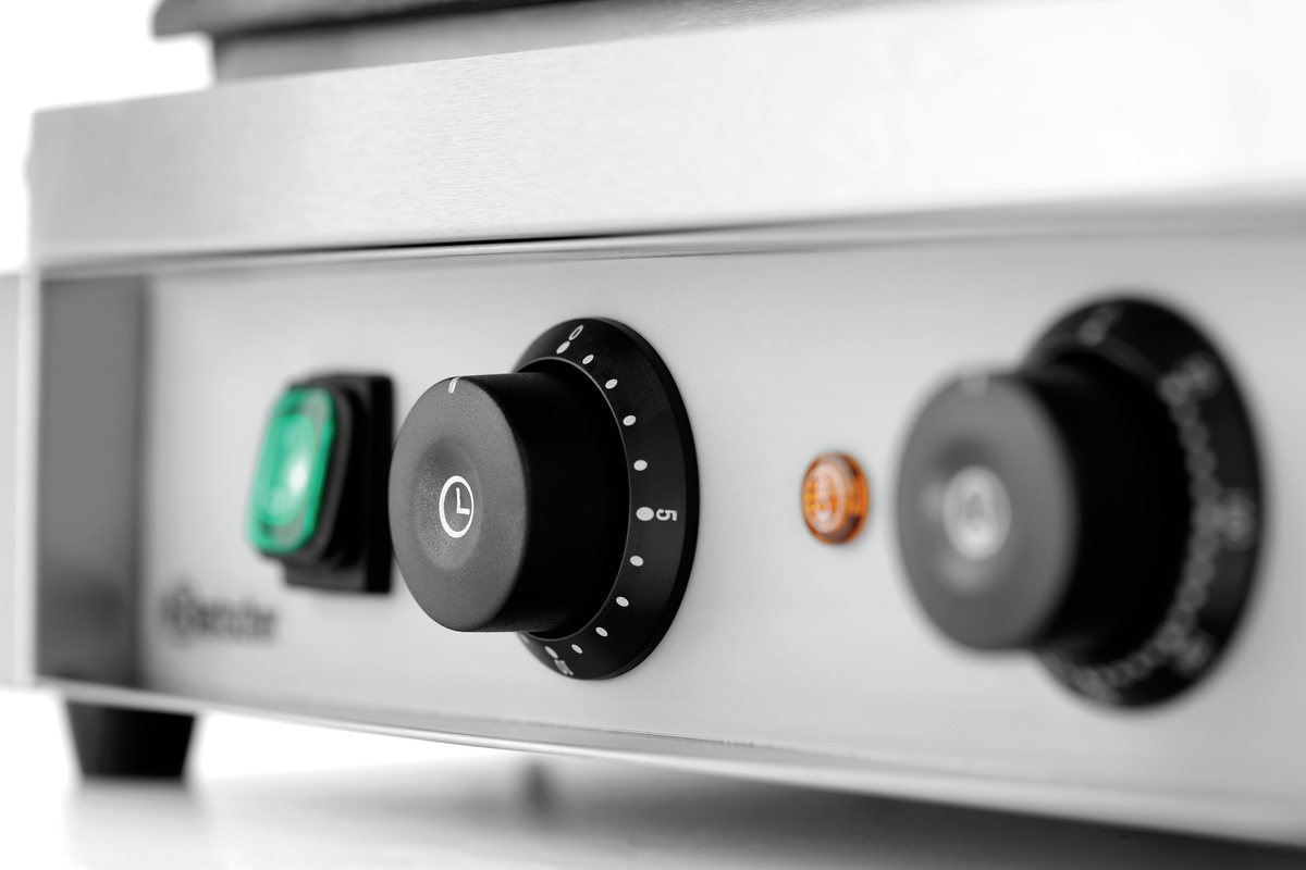 Bartscher Paninigrill-T 1 GR | Geribbeld/Glad | Grillplaten Gietijzer/Geëmailleerd | 410x400x200mm