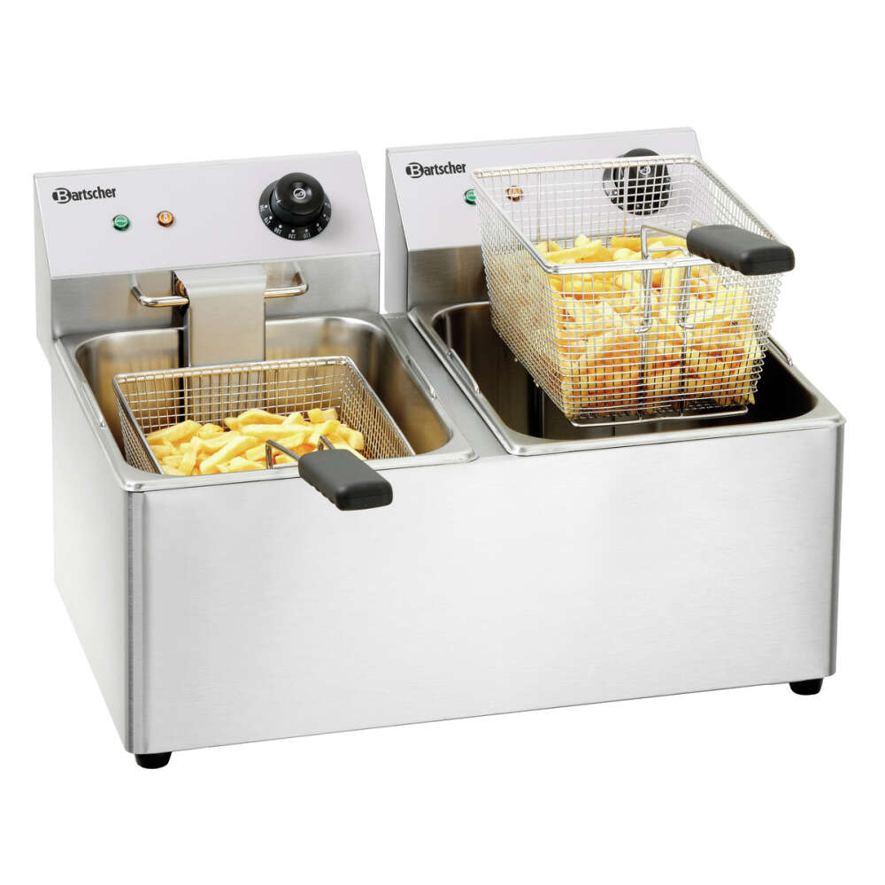 Bartscher Friteuse | SNACK IV | Elektrisch | 8+8L | 50°C/190°C | 6.5kW | 2x 230V | 550x580x340mm