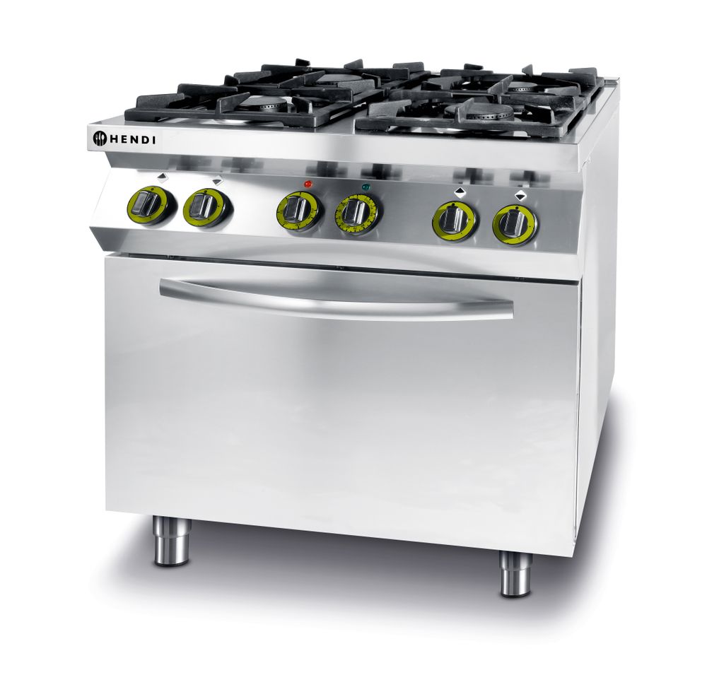 Hendi Gasfornuis 4 Pits + Heteluchtoven GN 1/1 | Kitchen Line | Gas/Elektrisch | 19kW + 3kW | 230V | 800x722x900mm - Afbeelding 2