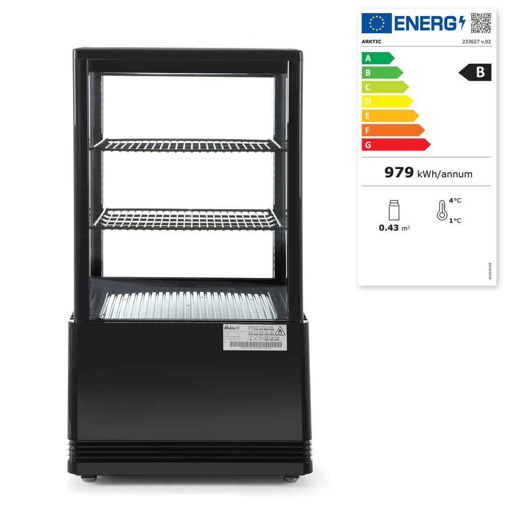 Arktic Koelvitrine | 58L | Zwart | +2°C/+6°C | 3 Niveaus | 452x406x816mm - Afbeelding 3