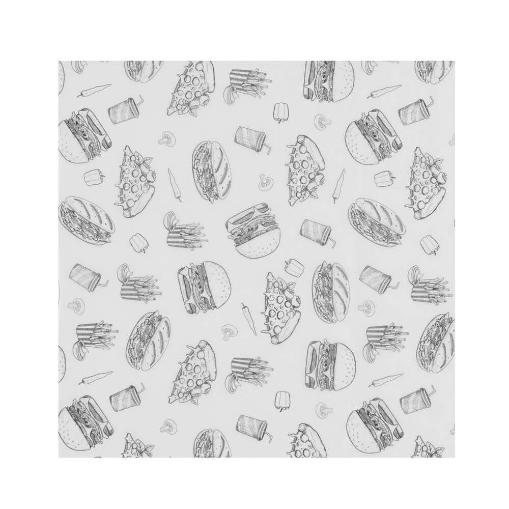 Vestbestendig papier, HENDI, Illustratie fast food patroon, 500 st., 305x305mm