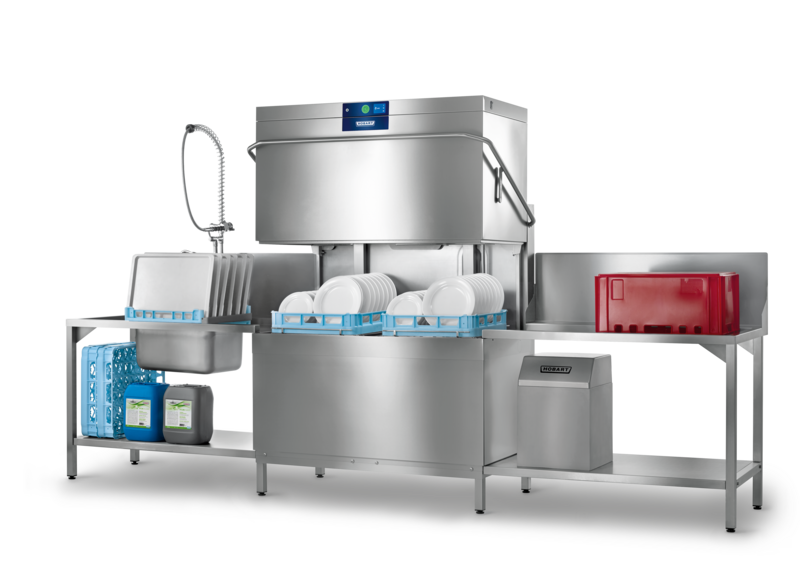 Hobart Doorschuifvaatwasser PROFI AMXT | Dubbele Capaciteit | 2 Rekken Tegelijk | 120 Rekken/Uur | 6 Programma’s | 400V | 1268x742x1510mm