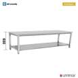 Unninox Werktafel Laag Model | Bodemschap | RVS | 1400x700x600