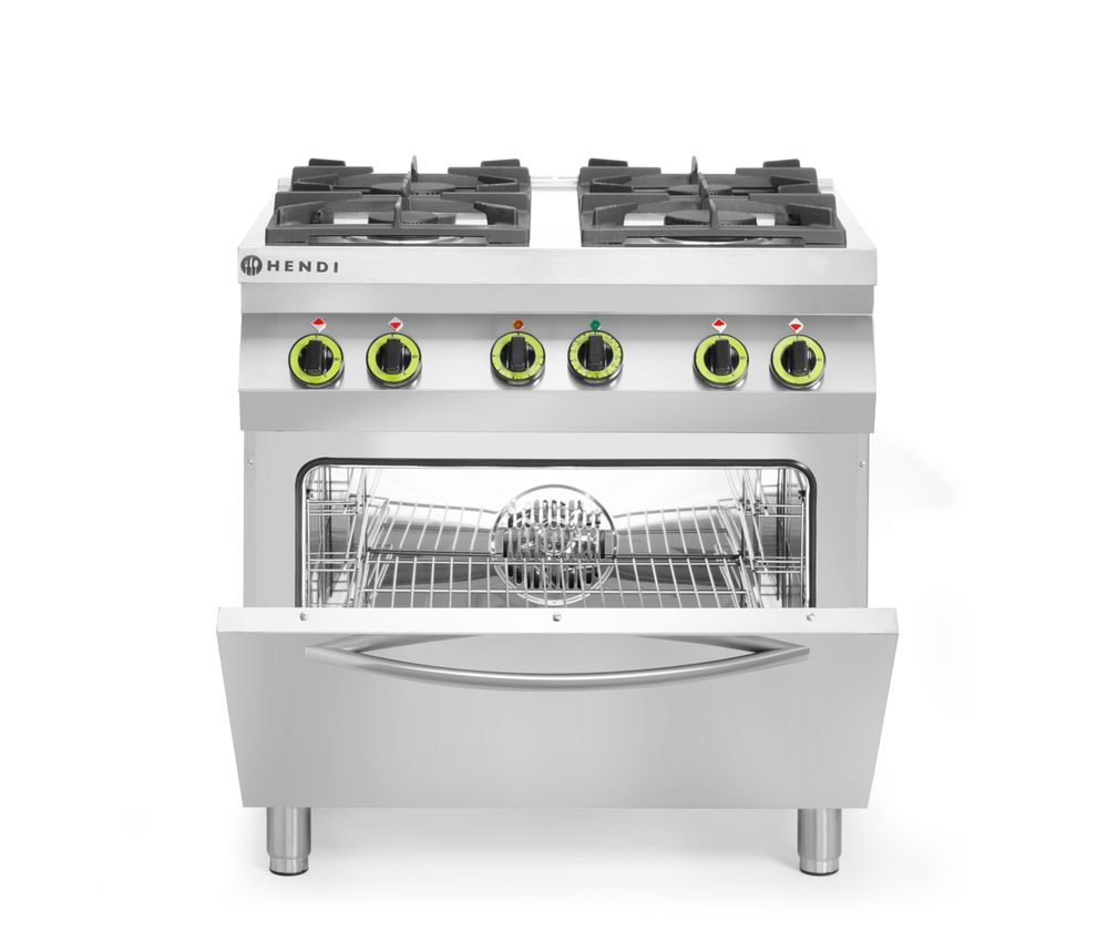 Hendi Gasfornuis 4 Pits + Heteluchtoven GN 1/1 | Kitchen Line | Gas/Elektrisch | 19kW + 3kW | 230V | 800x722x900mm - Afbeelding 5