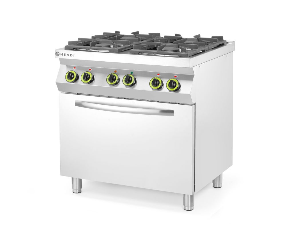 Hendi Gasfornuis 4 Pits + Heteluchtoven GN 1/1 | Kitchen Line | Gas/Elektrisch | 19kW + 3kW | 230V | 800x722x900mm - Afbeelding 4