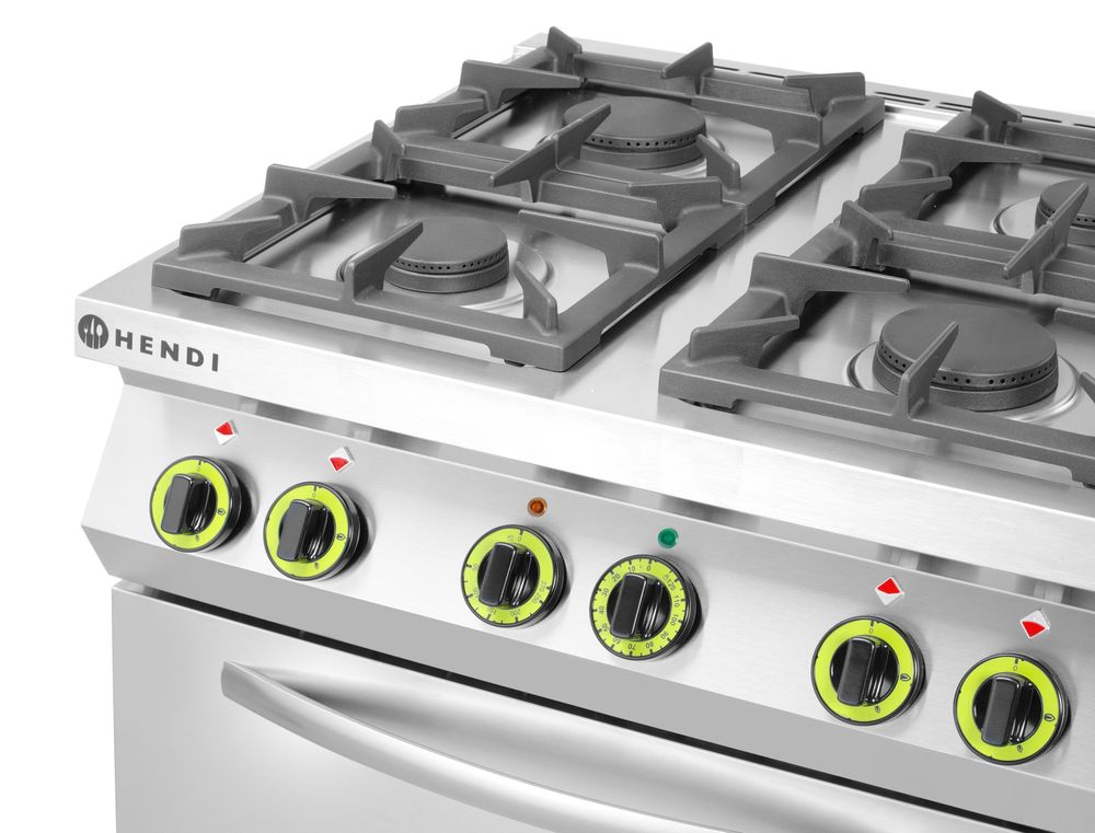Hendi Gasfornuis 4 Pits + Heteluchtoven GN 1/1 | Kitchen Line | Gas/Elektrisch | 19kW + 3kW | 230V | 800x722x900mm - Afbeelding 7