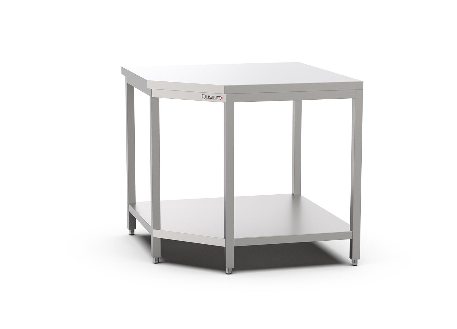 Qusinox Hoek Werktafel | 600 Line | RVS | Bodemschap | 1000x1000x600x900mm