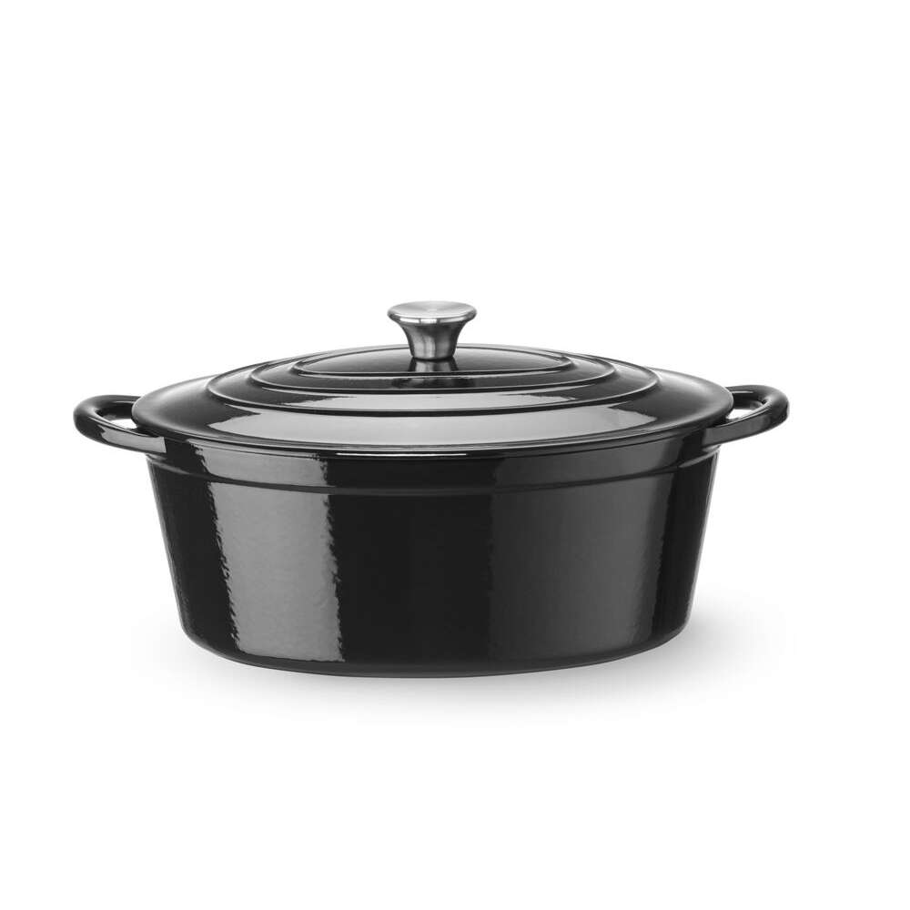 Braadpan geëmailleerd gietijzer, HENDI, 6,88L, Zwart, 405x255x(H)134mm