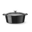 Braadpan geëmailleerd gietijzer, HENDI, 6,88L, Zwart, 405x255x(H)134mm