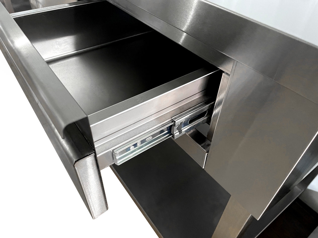 Combisteel Koffiewerkbank | RVS | Draaideuren + Afkloplade + 2 Laden | Achter Rand | 1250x600x1050/1150mm - Afbeelding 3