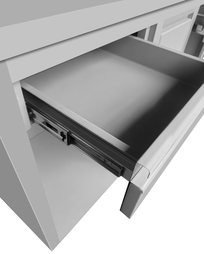 Combisteel Koffiewerkbank | RVS | 2 Laden + Afkloplade | Open Vakken + Draaideur | Achterrand | 1500x600x1150mm - Afbeelding 2